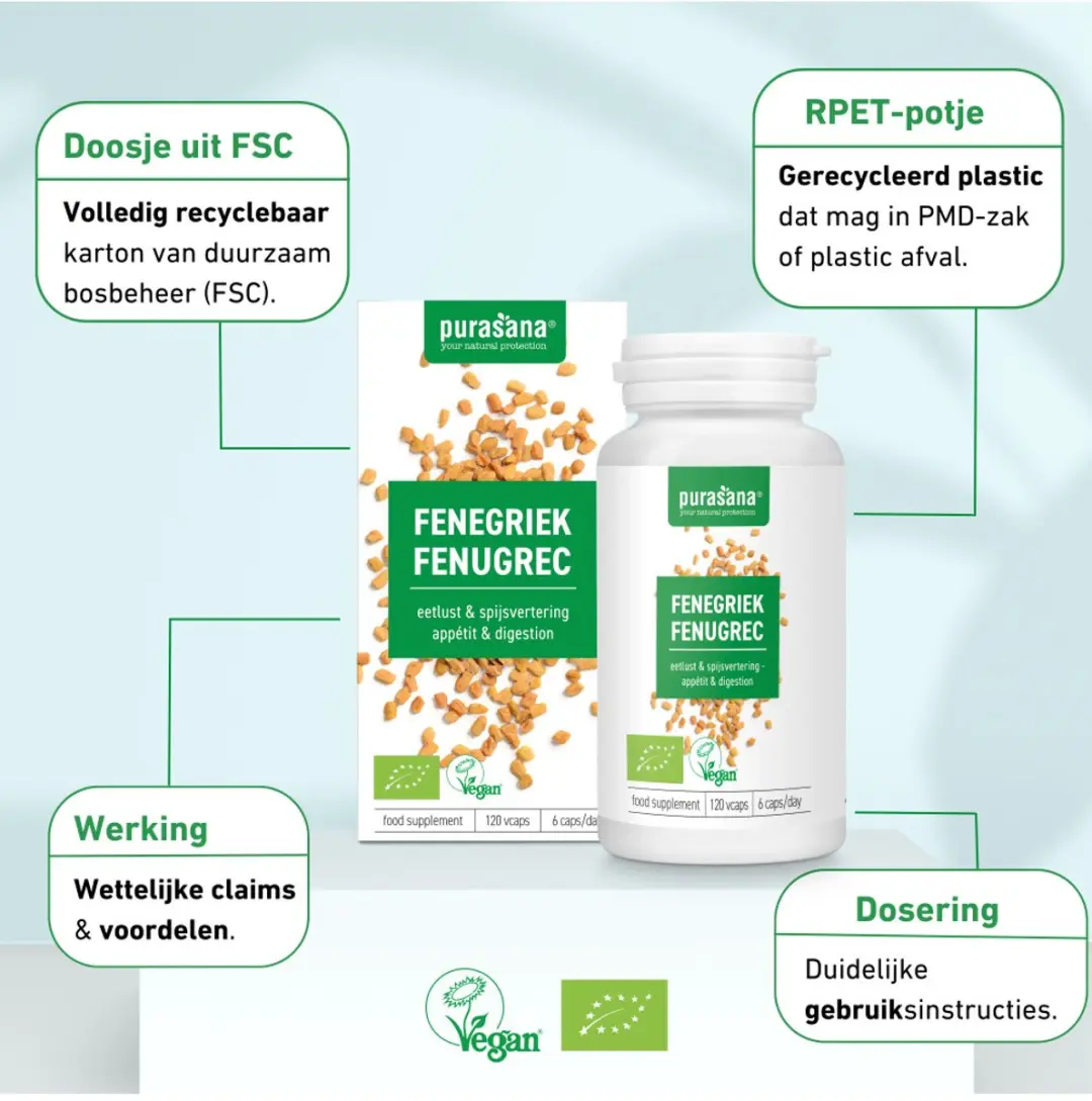 Purasana Bio Fenegriek 330mg - 120 Capsules