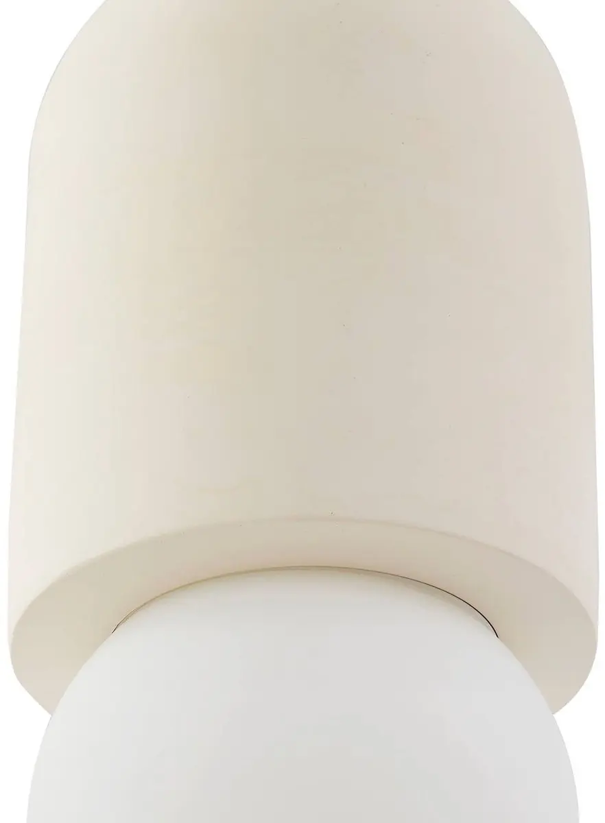 Lindby Hanglamp Gips Glas E27 - 1 Lichtpunt - Beige/Wit