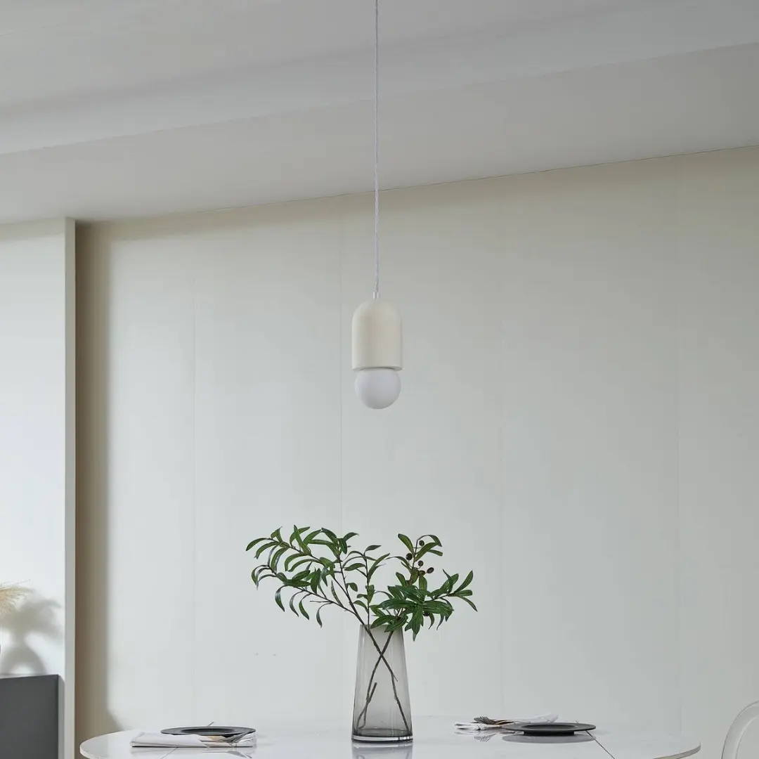 Lindby Hanglamp Gips Glas E27 - 1 Lichtpunt - Beige/Wit