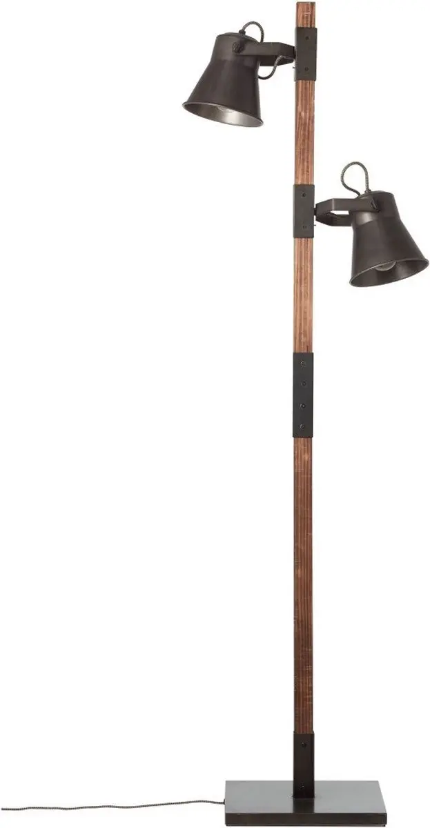 Brilliant PLOW Staande Leeslamp - 2x10W - Zwart/Bruin