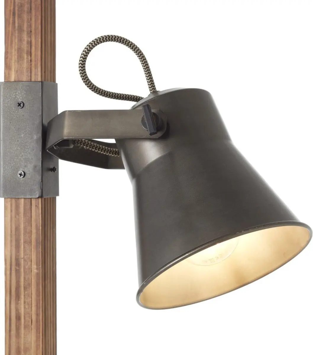 Brilliant PLOW Staande Leeslamp - 2x10W - Zwart/Bruin