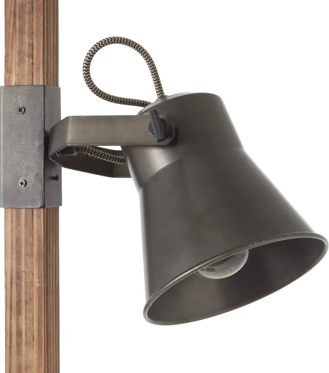 Brilliant PLOW Staande Leeslamp - 2x10W - Zwart/Bruin