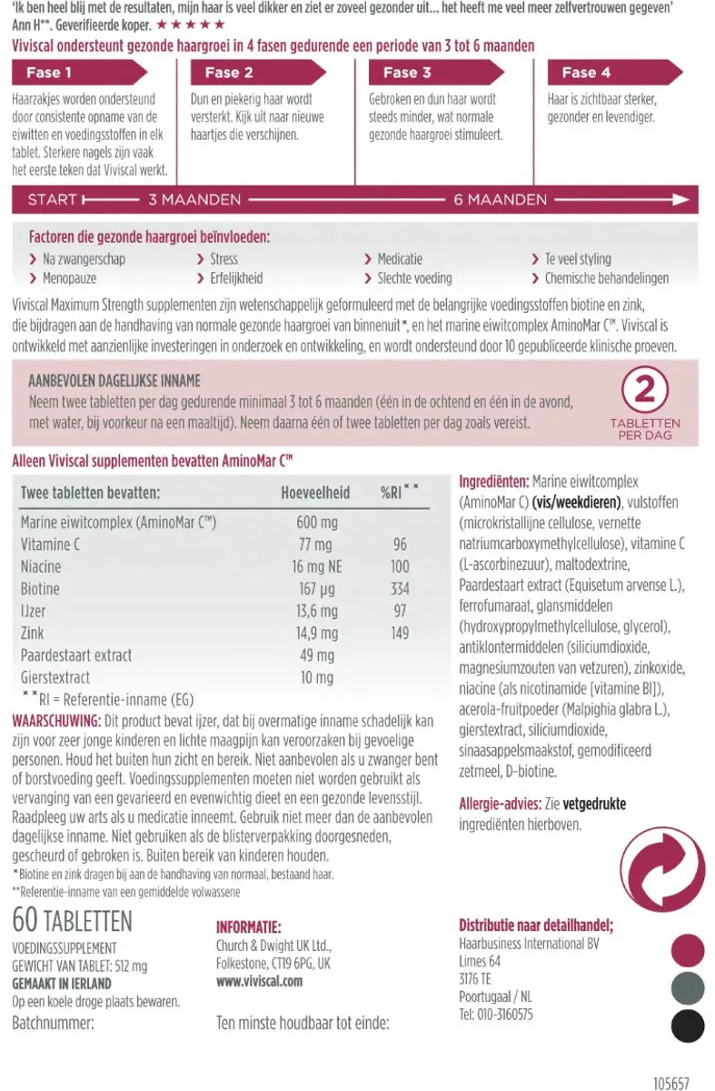Viviscal Vrouw Haargroei Supplement 60 Stuks