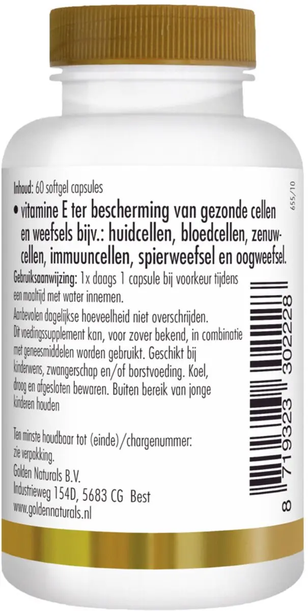 Golden Naturals Vitamine E 400 IE Softgelcapsules - 60 Stuks