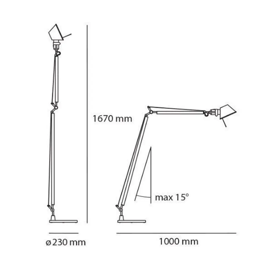Artemide Tolomeo Lettura Vloerlamp - 77W - Zwart