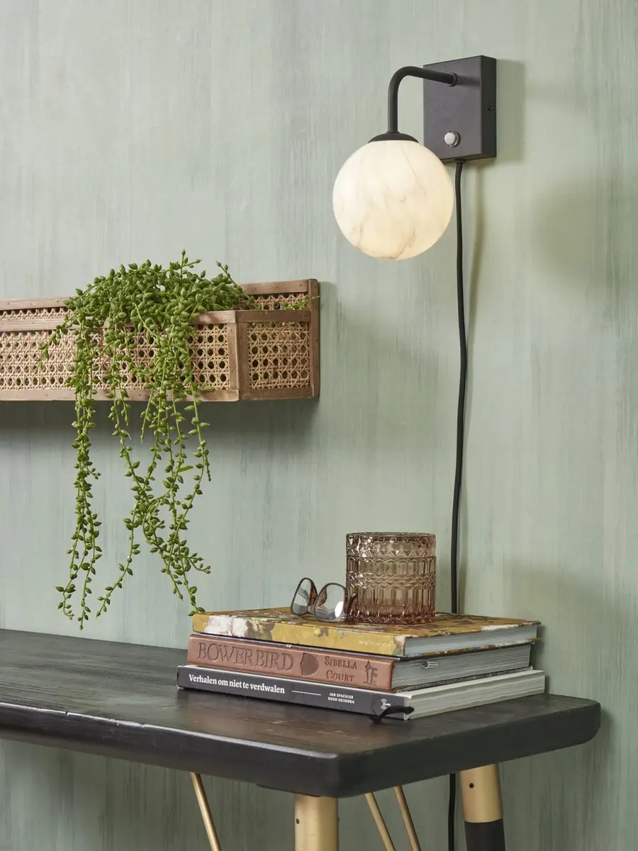 it's about RoMi Wandlamp Carrara - Zwart/Wit