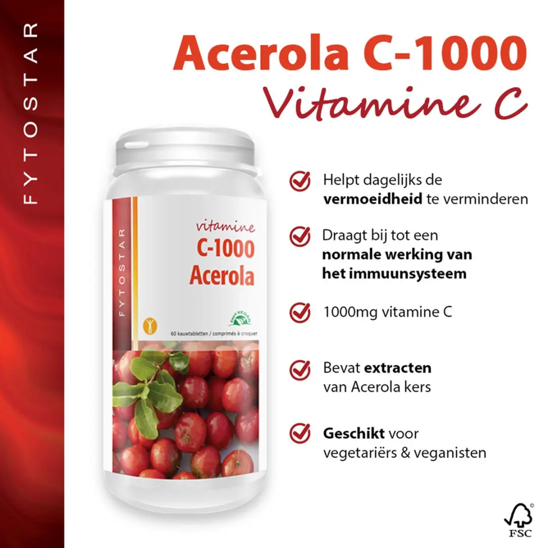 Fytostar Acerola C 1000 Kauwtabletten - 120 Stuks