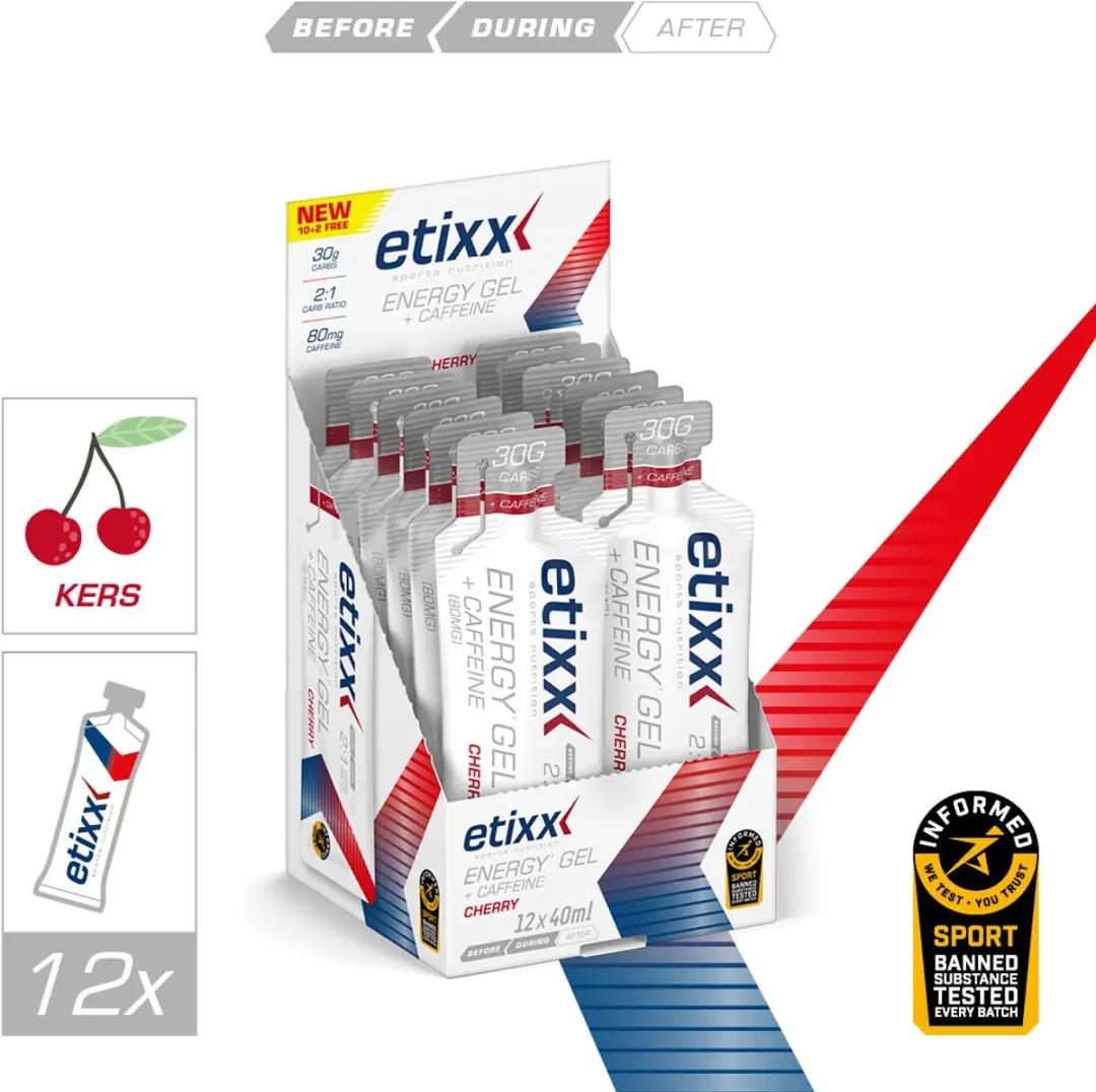 Etixx Energy Gel Cherry 40ml - 12 Stuks - 80mg Cafeïne