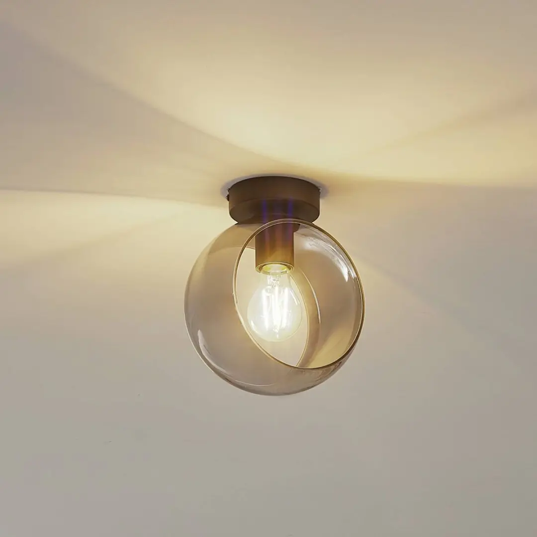 Lindby Plafondlamp 1 Licht - Ø20cm - Rookgrijs/Zwart