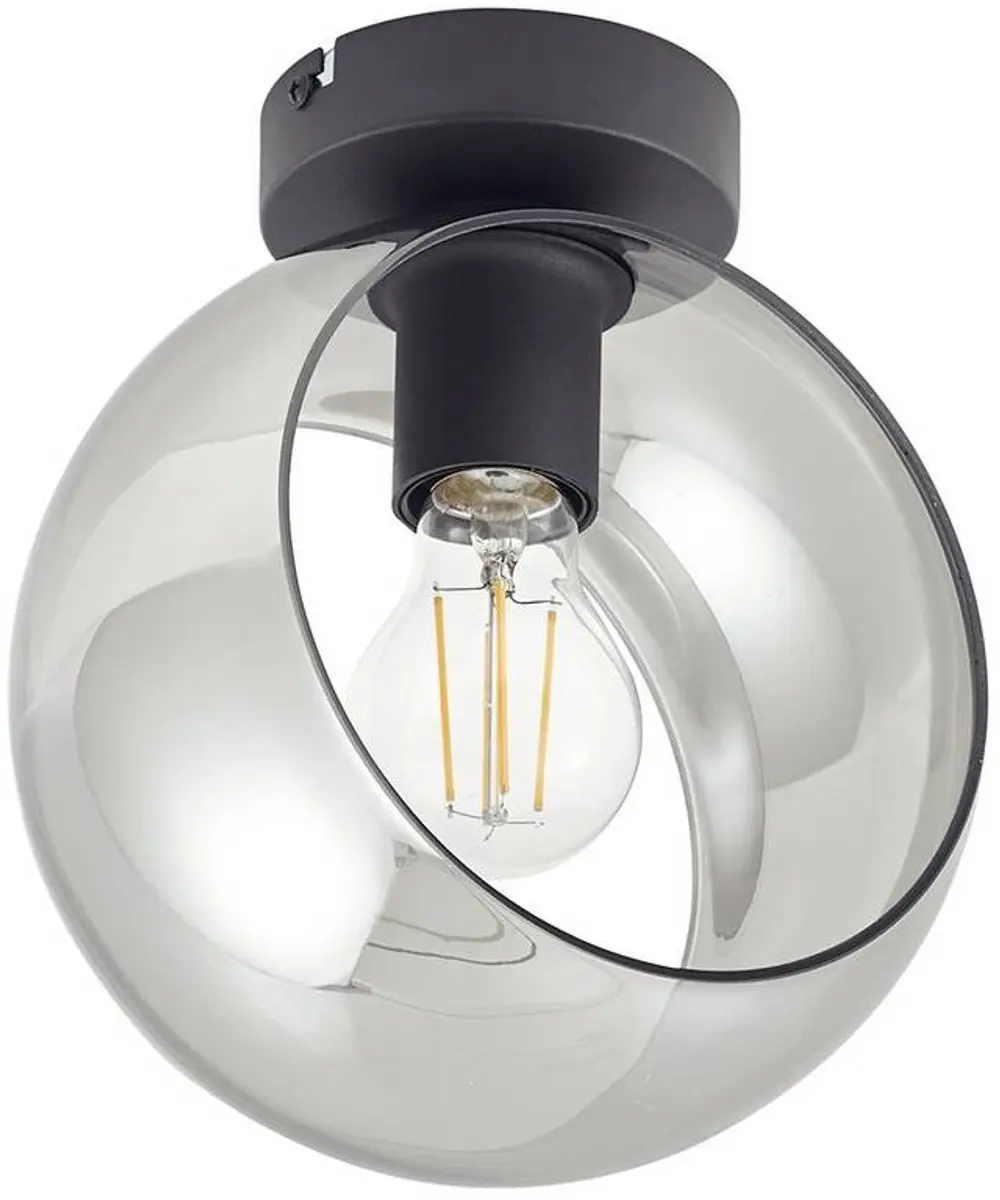Lindby Plafondlamp 1 Licht - Ø20cm - Rookgrijs/Zwart