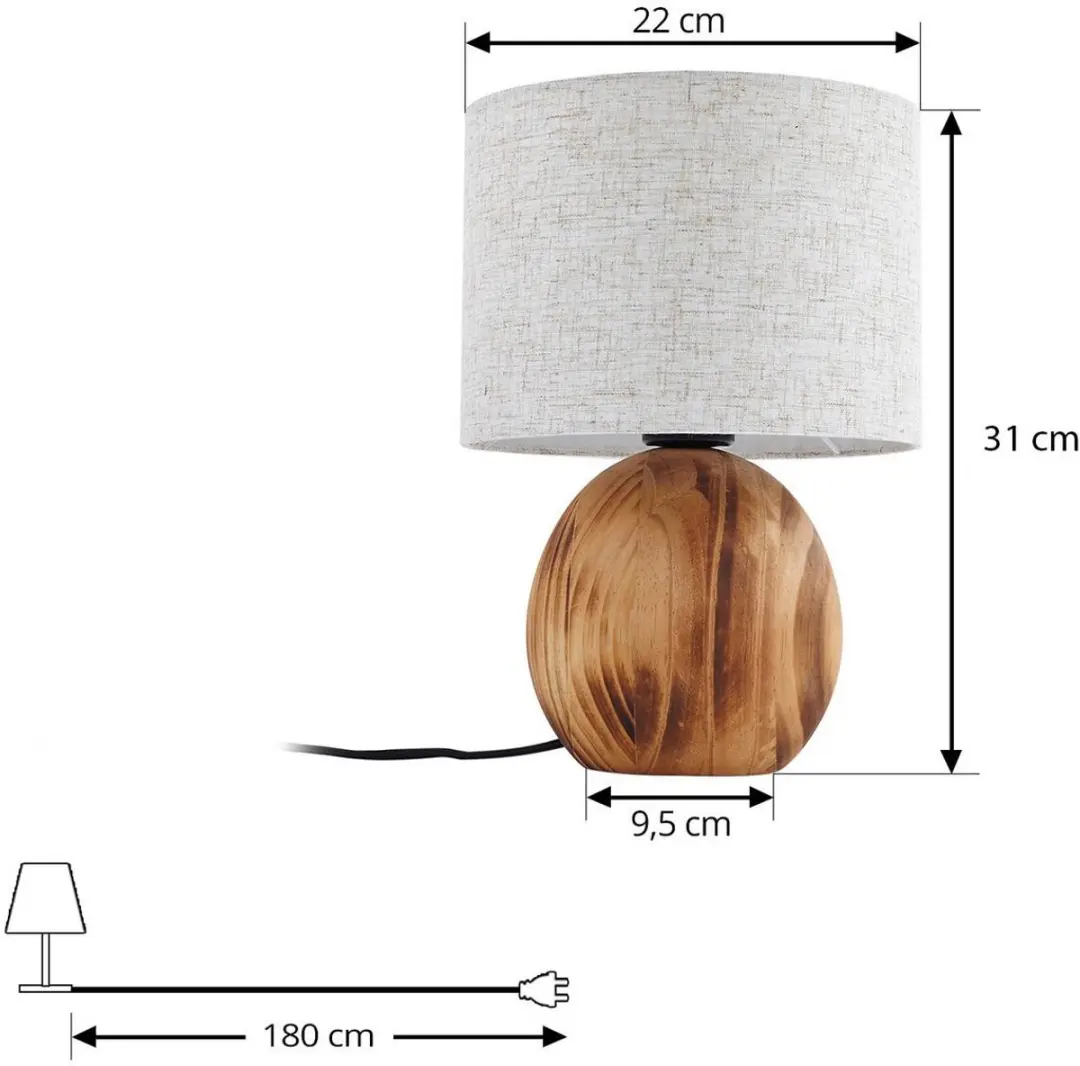 Lindby Tafellamp Licht hout/lichtgrijs