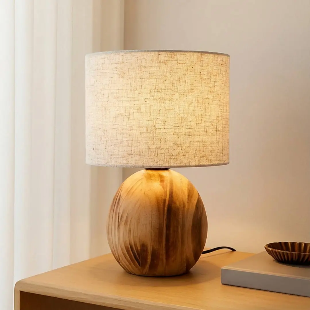 Lindby Tafellamp Licht hout/lichtgrijs - 1 Lichtpunt - 22cm