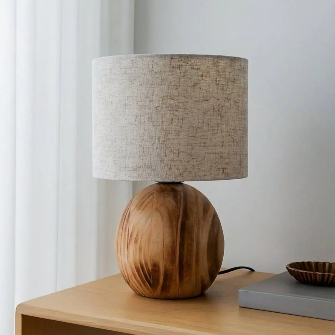 Lindby Tafellamp Licht hout/lichtgrijs - 1 Lichtpunt - 22cm