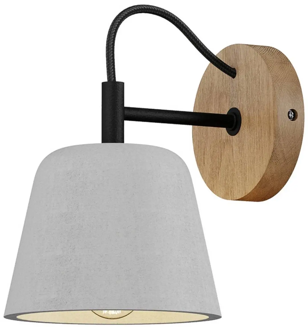 Lucande Wandlamp Beton/Hout/Metalen 1 Licht E14 - 11,5cm Grijs Licht Eiken