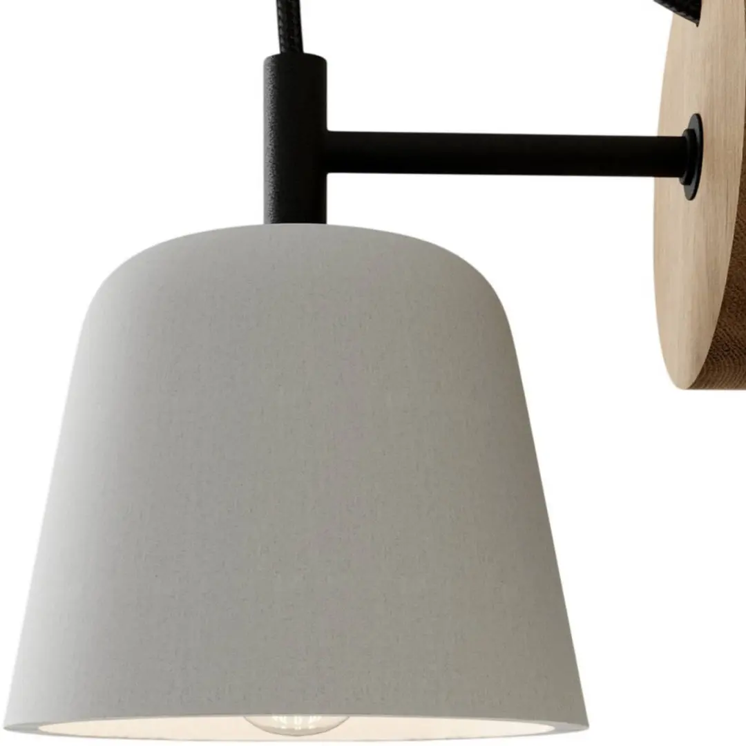 Lucande Wandlamp Beton/Hout/Metalen 1 Licht E14 - 11,5cm Grijs Licht Eiken - afbeelding 6 van 6