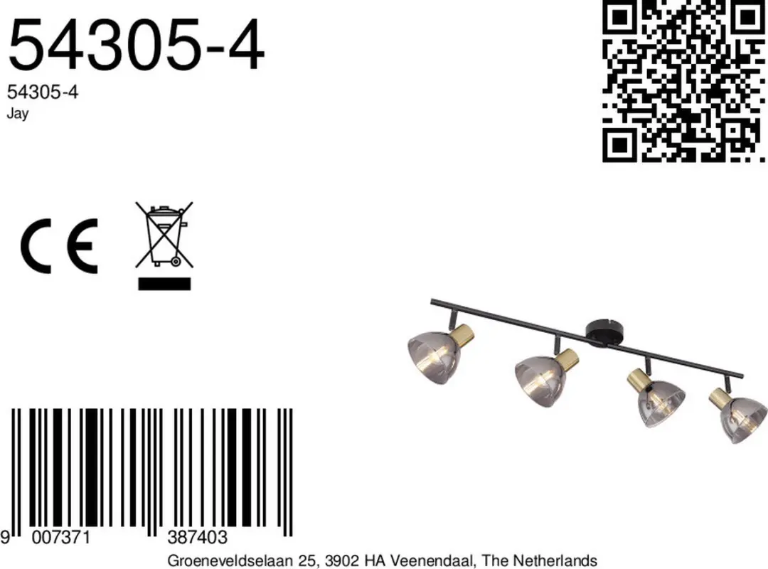 Globo Jay Spotlamp E14 - 4 Stuks 11cm Zwart - afbeelding 6 van 6
