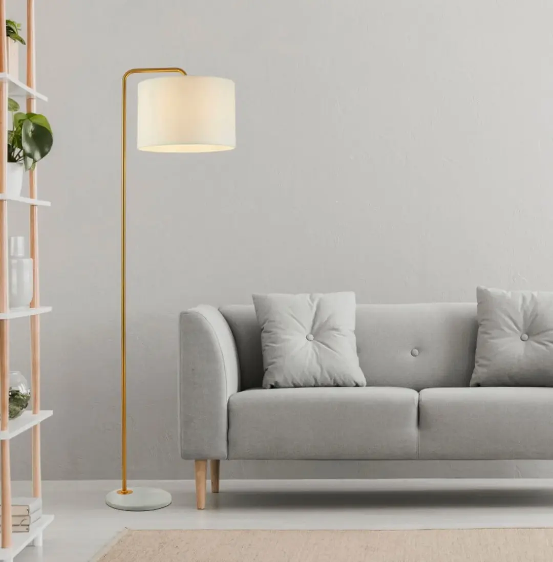 Searchlight Gallow Vloerlamp - 1 Lichtpunt - Wit/Goud