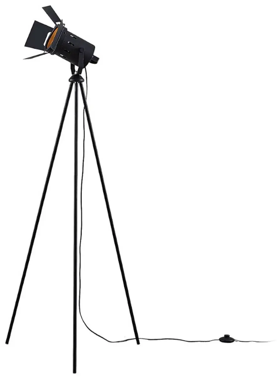 Lindby Vloerlamp Driepoot 1 Licht E27 - 140cm - Mat Zwart