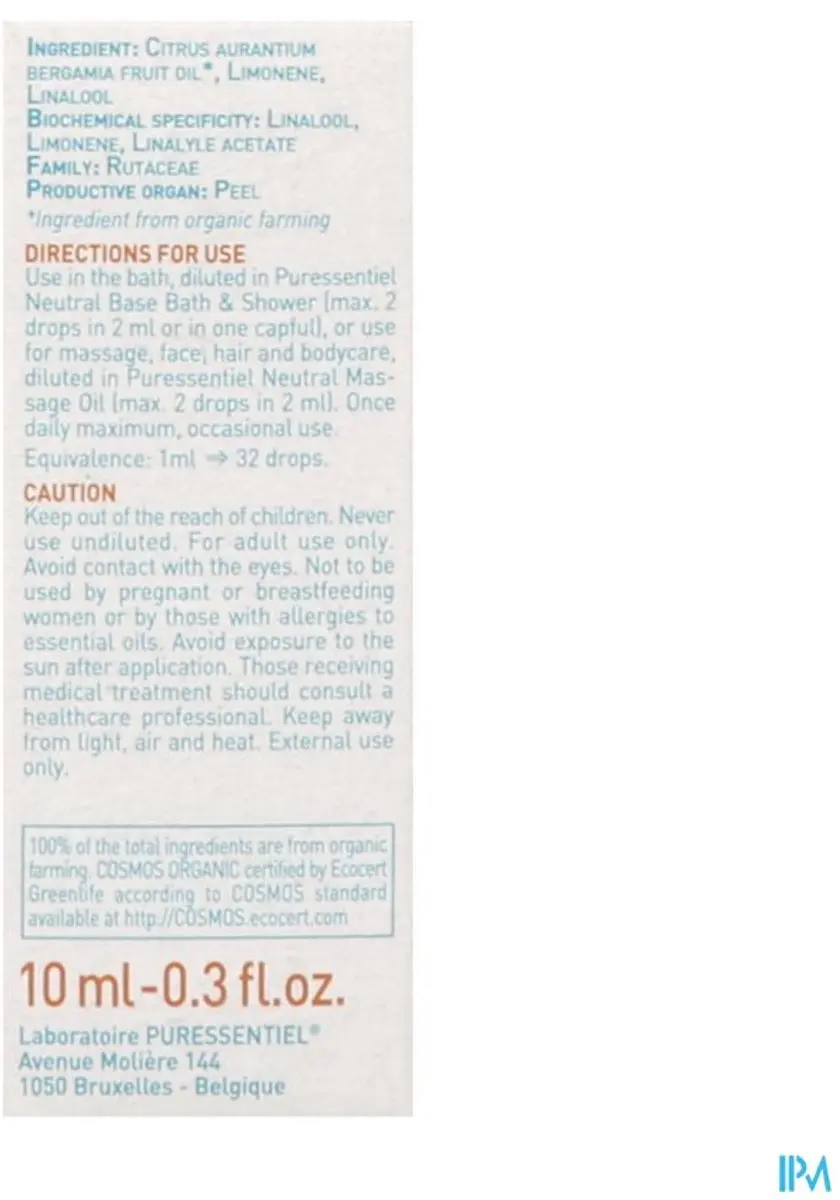 Puressentiel Bergamot Bio Essentiële Olie 10ml