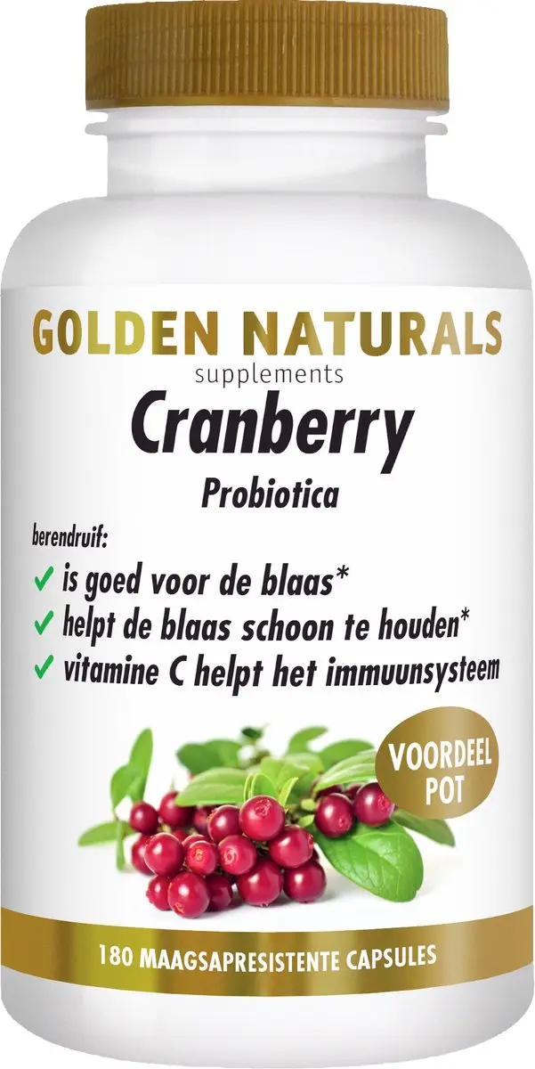 Golden Naturals Cranberry & Microbiotica Capsules 180 Stuks
