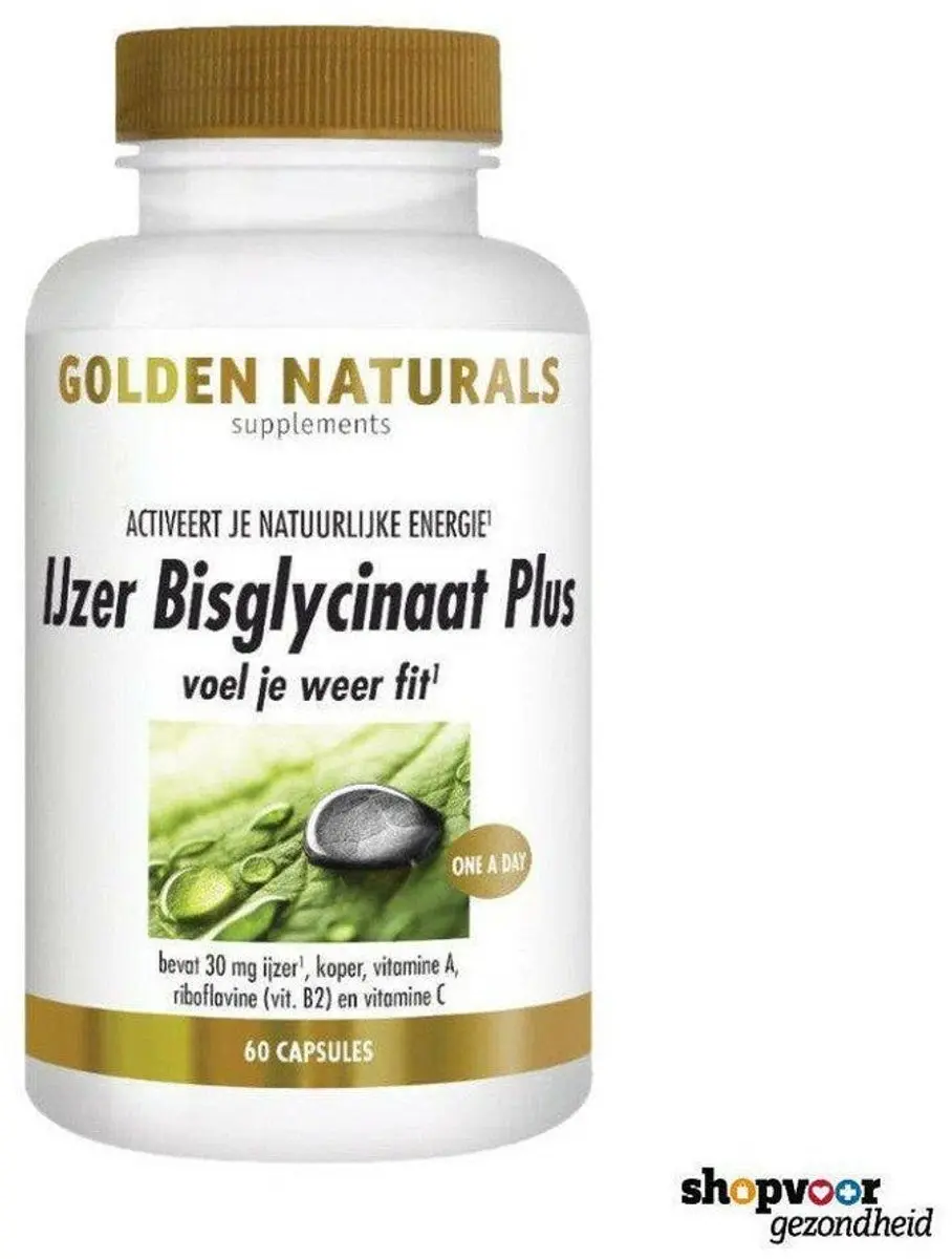 Golden Naturals IJzer Bisglycinaat Plus 60 Vegan Capsules