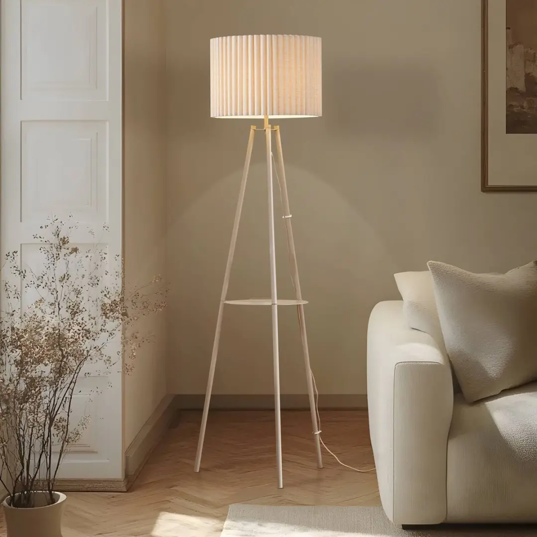 Lindby Driepoot Vloerlamp - 1 Lichtpunt - Crème
