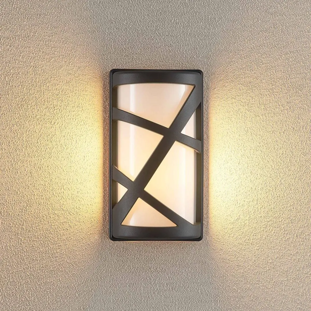 Lindby Wandlamp Buiten 1 Licht E27 - Donkergrijs/Opaalwit