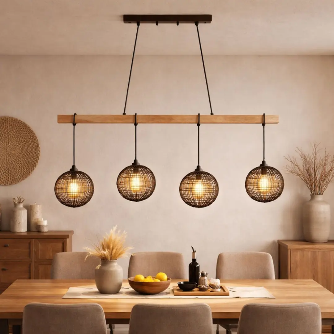 Globo Hermi II Hanglamp - 4x E27 - Zwart - afbeelding 6 van 6