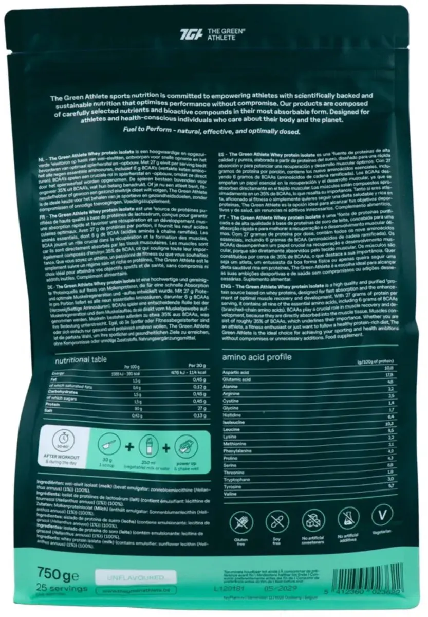 The Green Athlete Whey Protein Isolate 750g