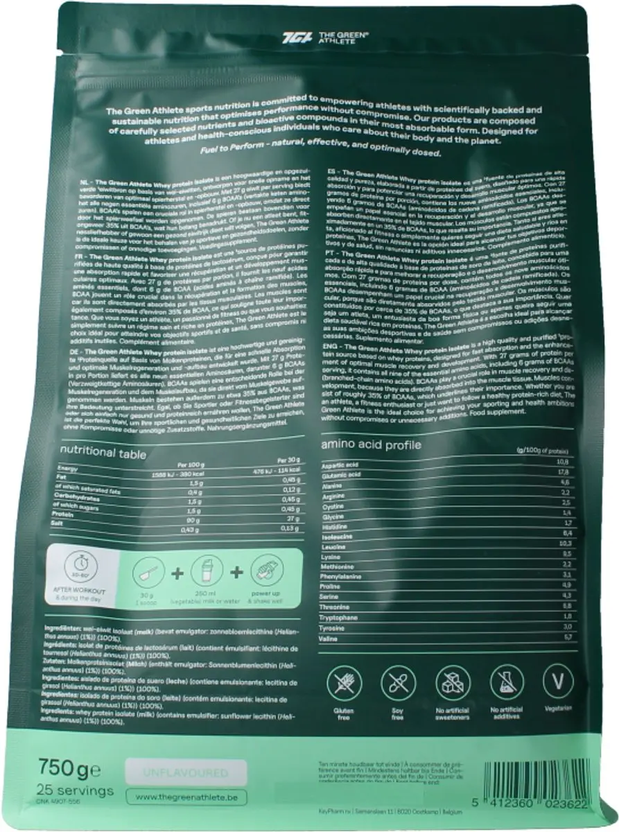 The Green Athlete Whey Protein Isolate 750g