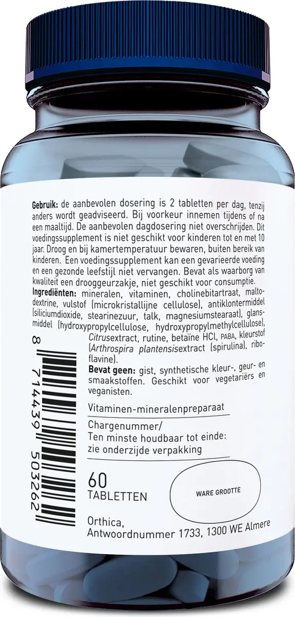Orthica Multi Vegan Multivitaminen 60 tabletten