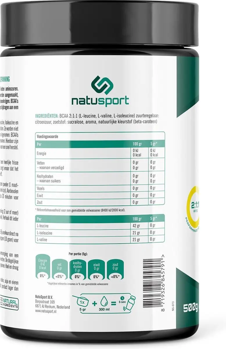 Natusport BCAA Poeder 500g - Lemon & Citrus