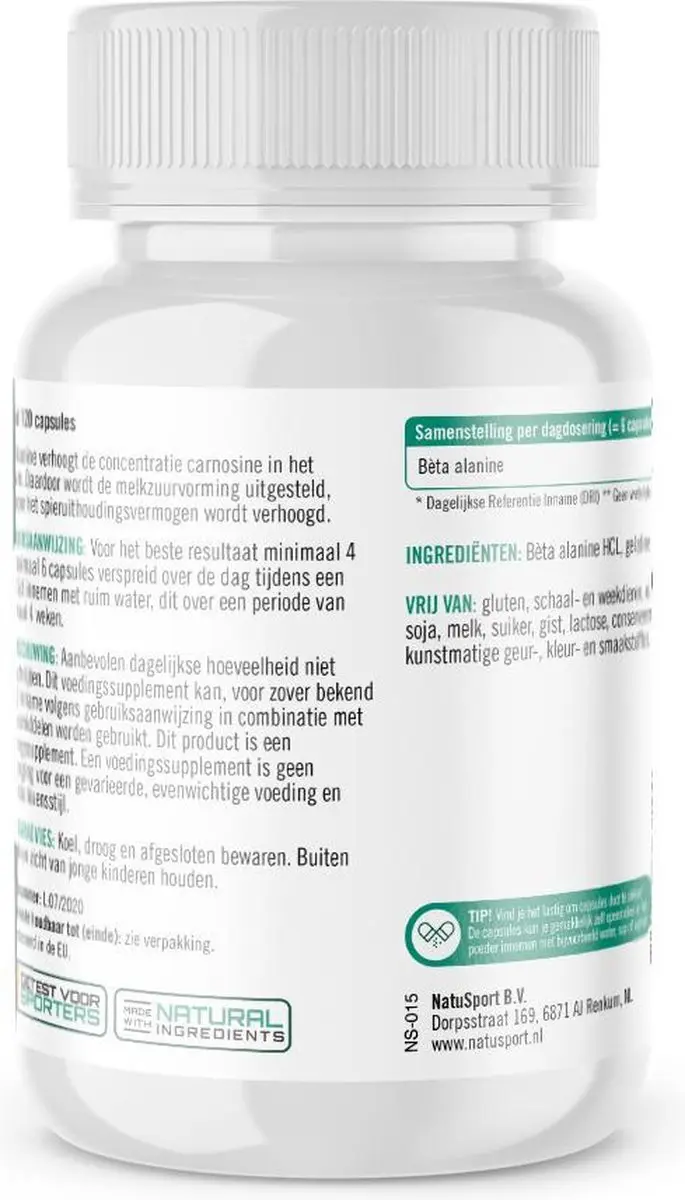 Natusport Beta Alanine Aminozuren 120 Capsules