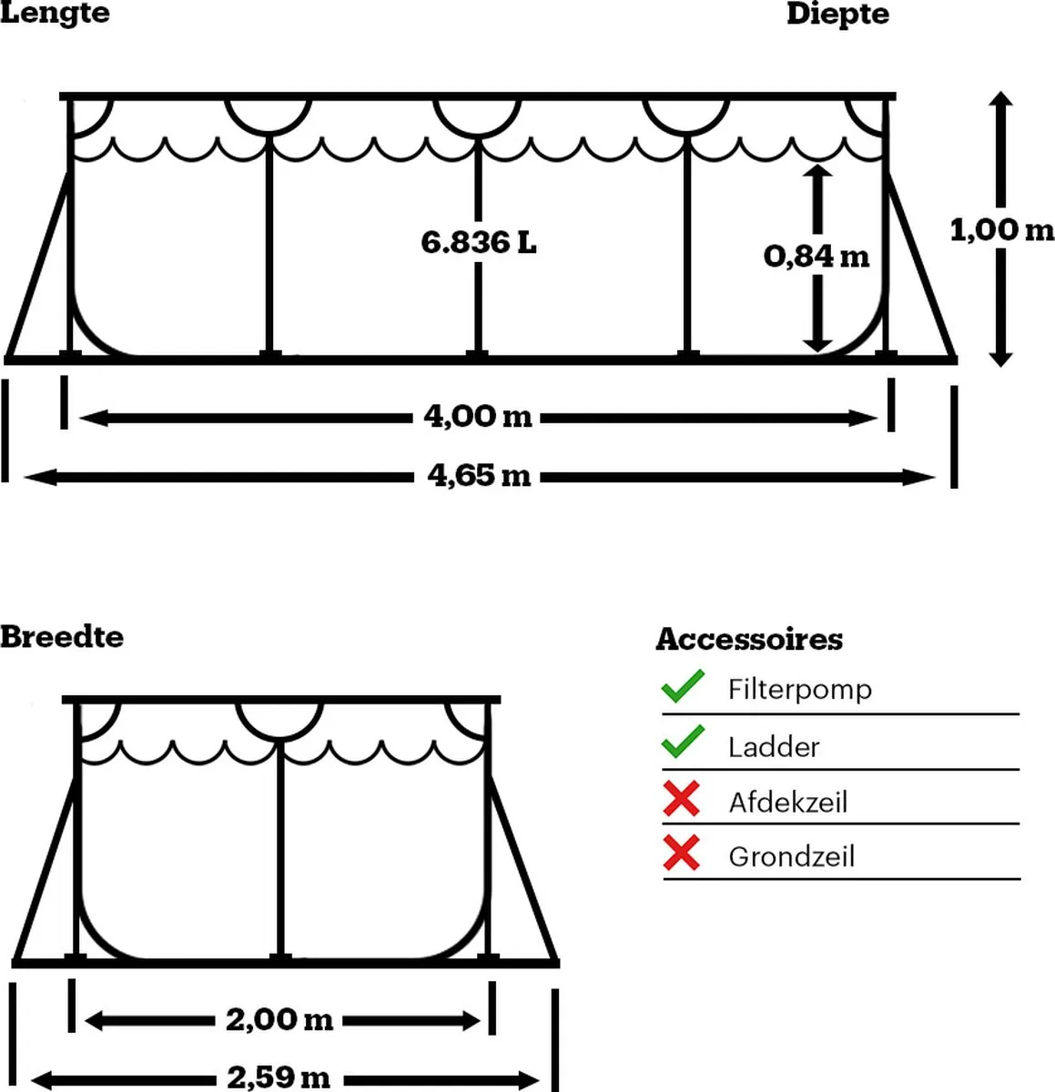 Intex Prism Frame Zwembad 400x200x100cm - met pomp en trap