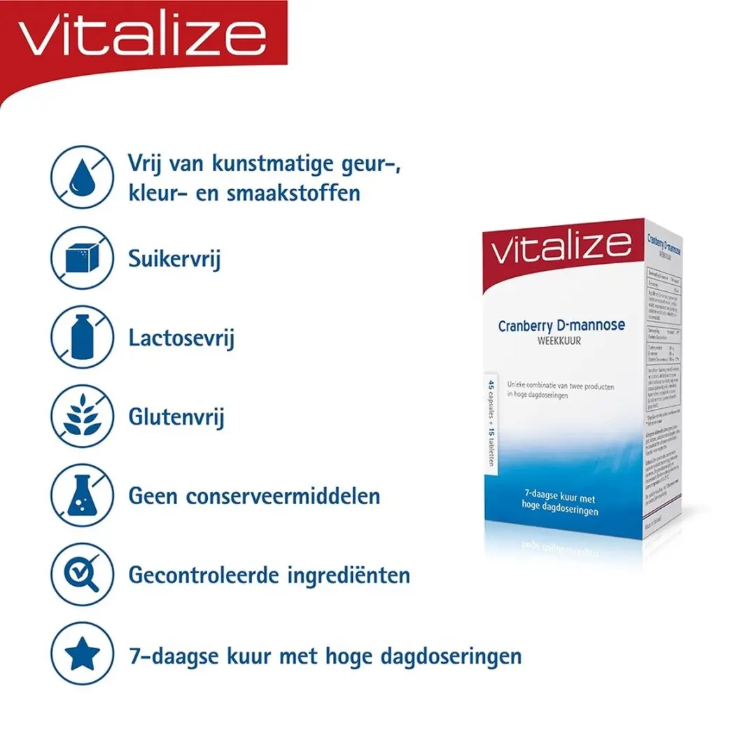 Vitalize Cranberry D-Mannose Weekkuur 60 Stuks