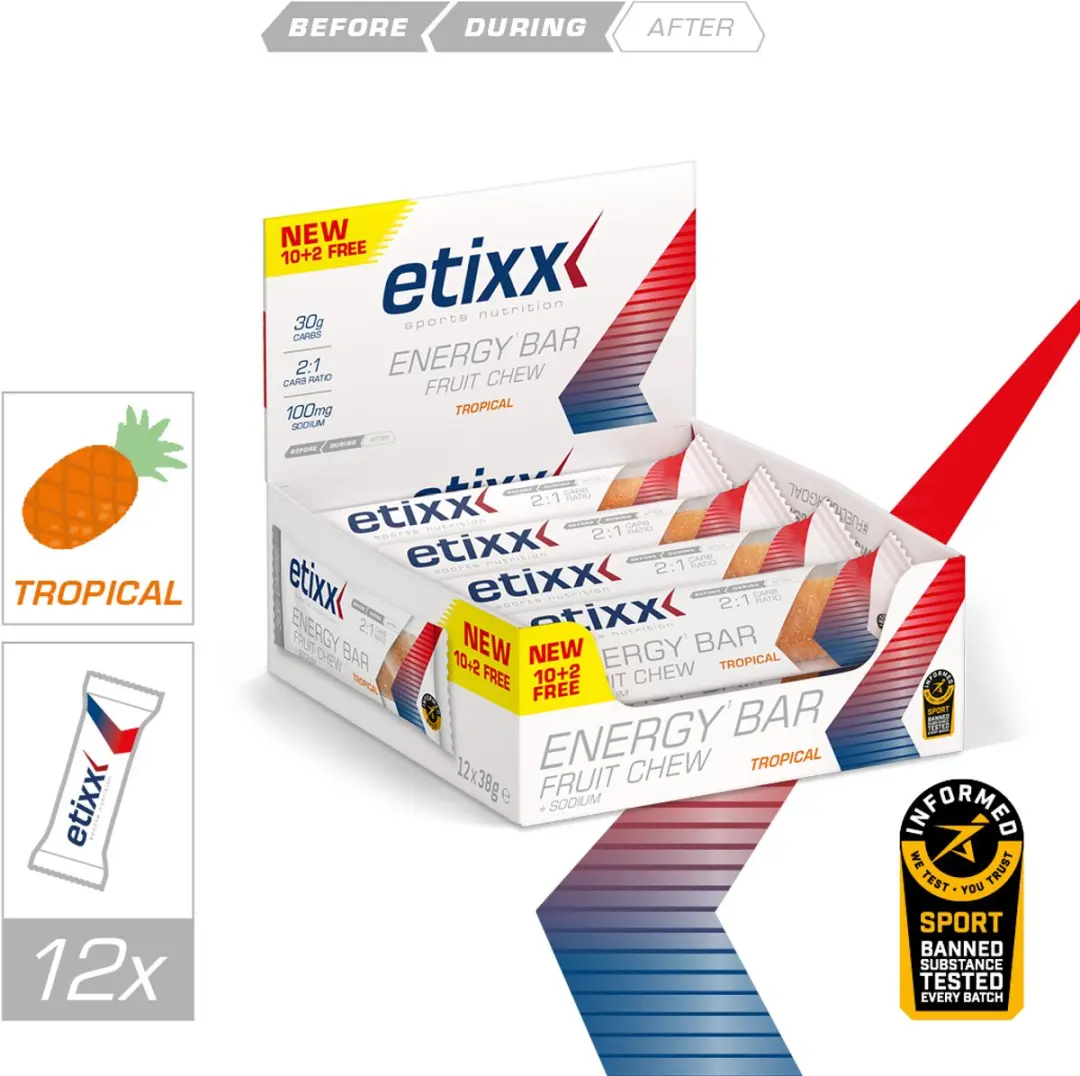 Etixx Energy Bar Fruit Chew Tropisch - 12x38g
