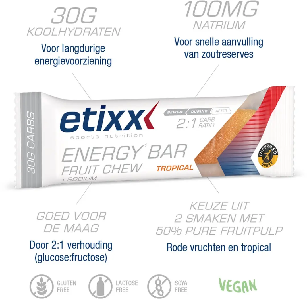 Etixx Energy Bar Fruit Chew Tropisch - 12x38g