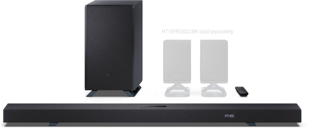 Sharp HT-SBW55121 - 5.1.2 soundbar - 650W - draadloze subwoofer - Dolby Atmos - bluetooth - Q-series - zwart