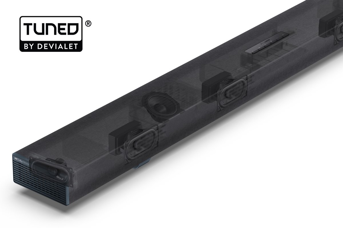 Sharp HT-SBW55121 - 5.1.2 soundbar - 650W - draadloze subwoofer - Dolby Atmos - bluetooth - Q-series - zwart