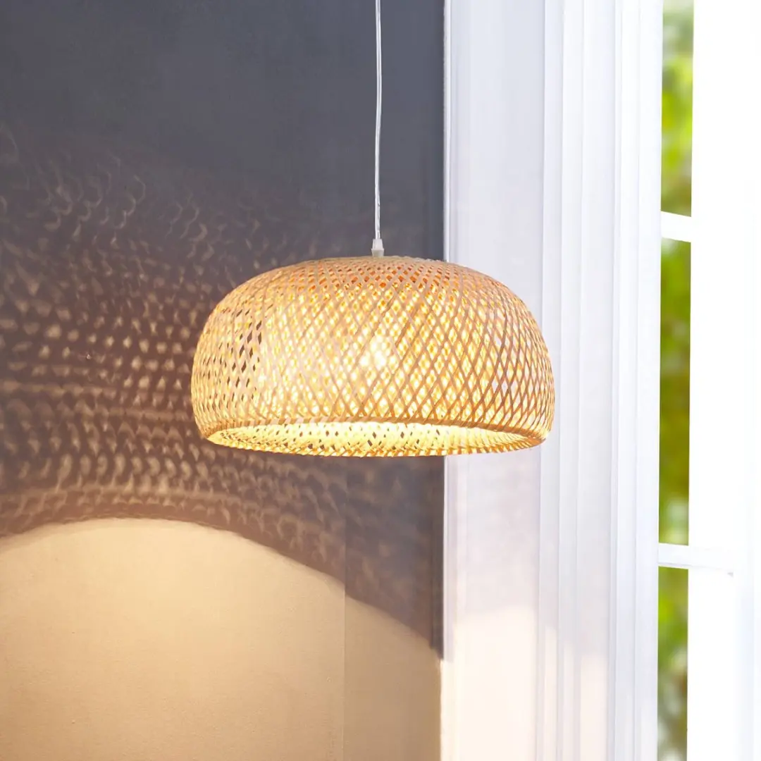 Lindby Hanglamp Bamboe 1 Licht - E27 - Hel hout