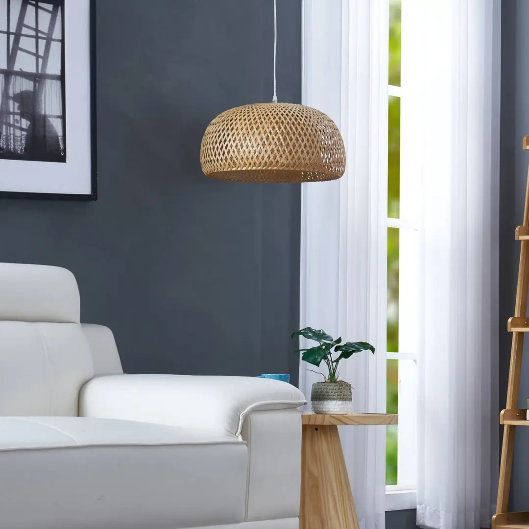 Lindby Hanglamp Bamboe 1 Licht - E27 - Hel hout