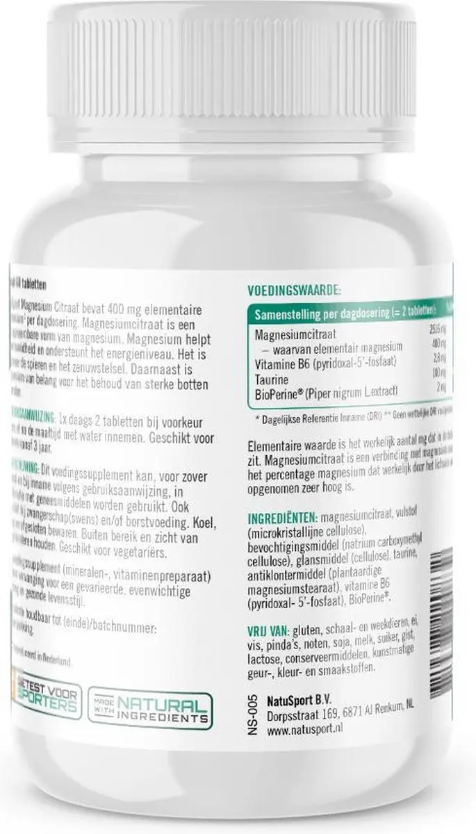 Natusport Magnesium Citraat 60 tabletten - 60g