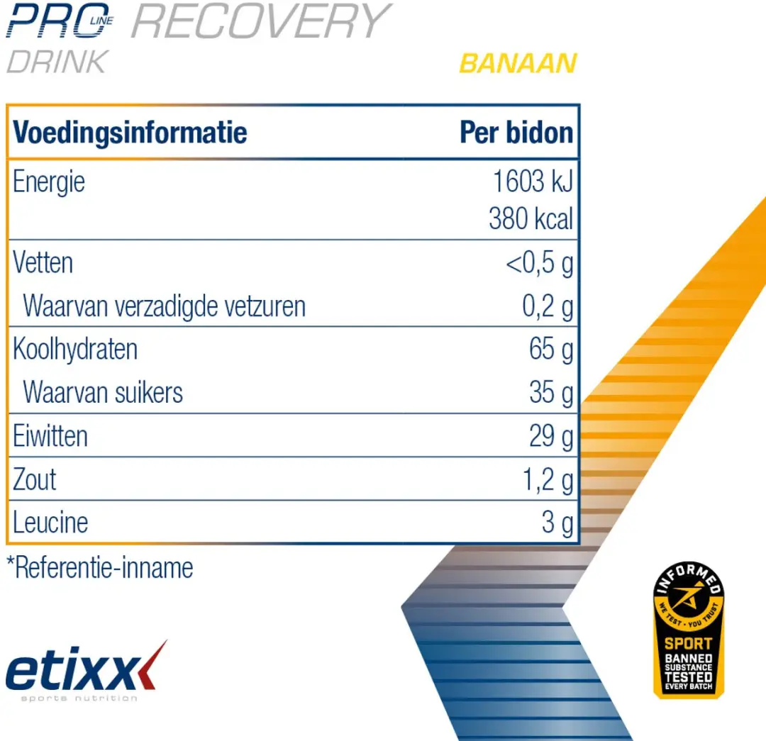 Etixx Pro Line Recovery Shake Banana Hersteldrank 1000g