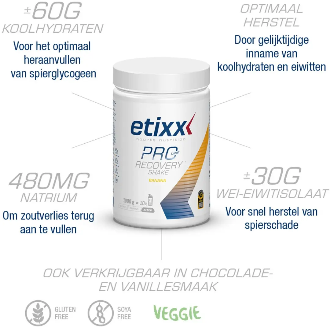 Etixx Pro Line Recovery Shake Banana Hersteldrank 1000g