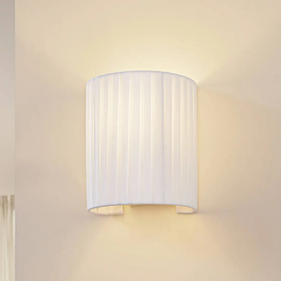 Lindby Wandlamp Textiel 1 Licht E27 - 21cm - Wit