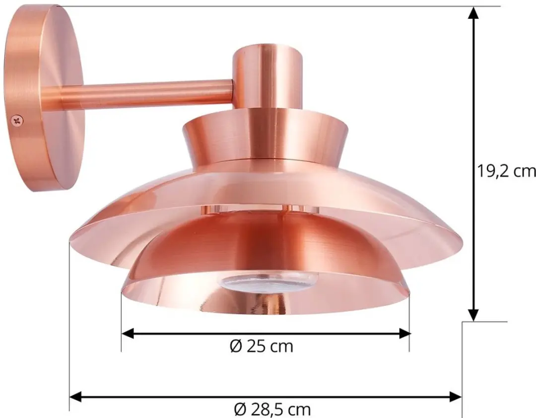 Lucande Wandlamp Buiten 1 Licht E14 - Koper