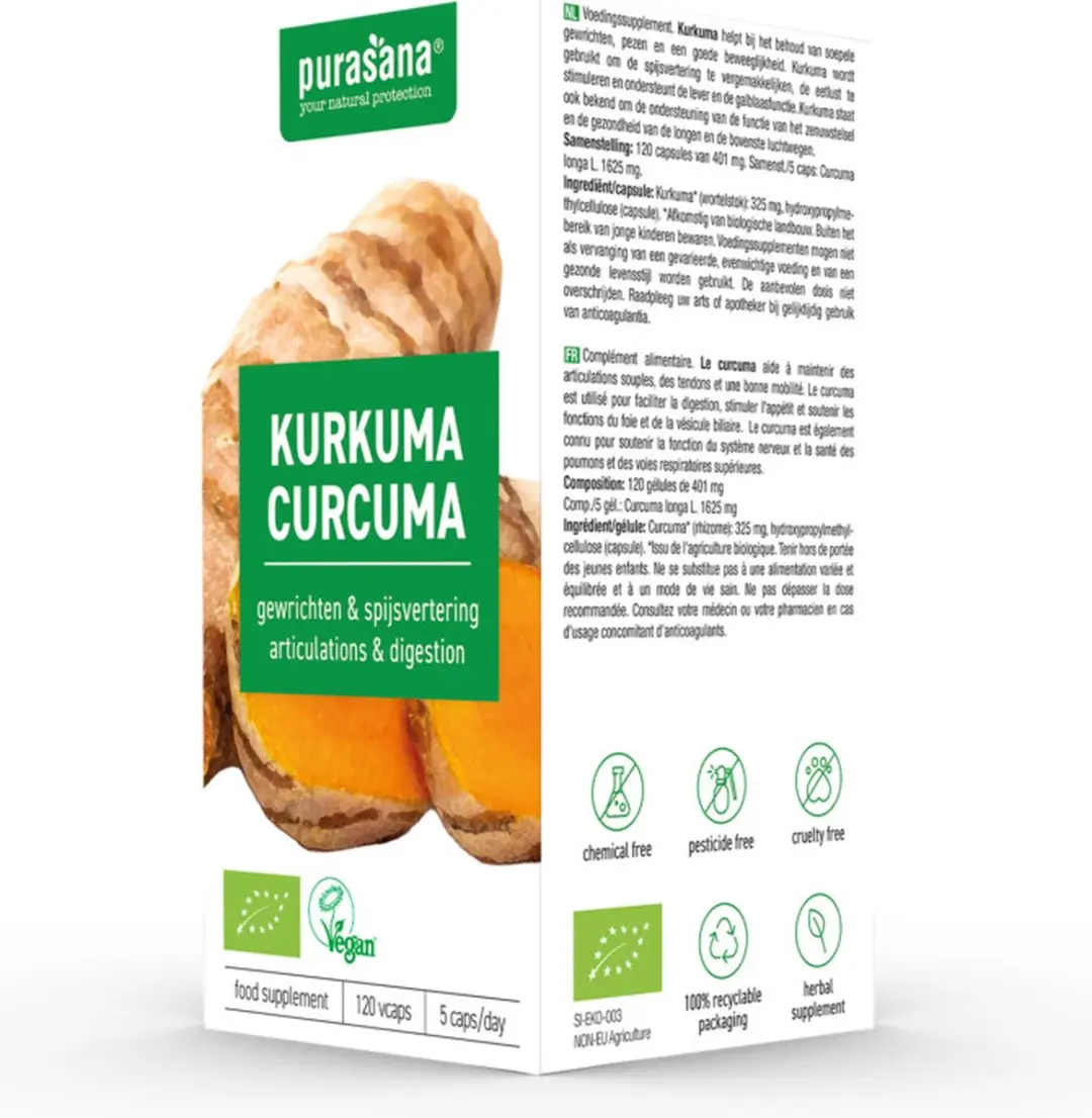 Purasana Kurkuma Bio Capsules - 120 Stuks