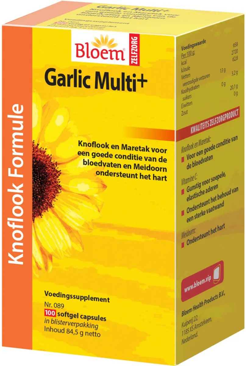 Bloem Garlic Multi+ Voedingssupplement 100 Capsules