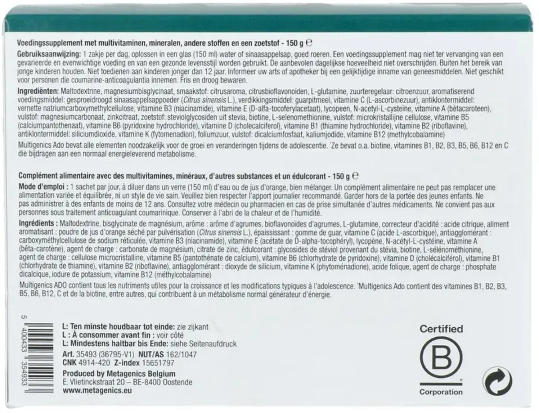 Metagenics Multigenics Ado Sachets 30 Stuks