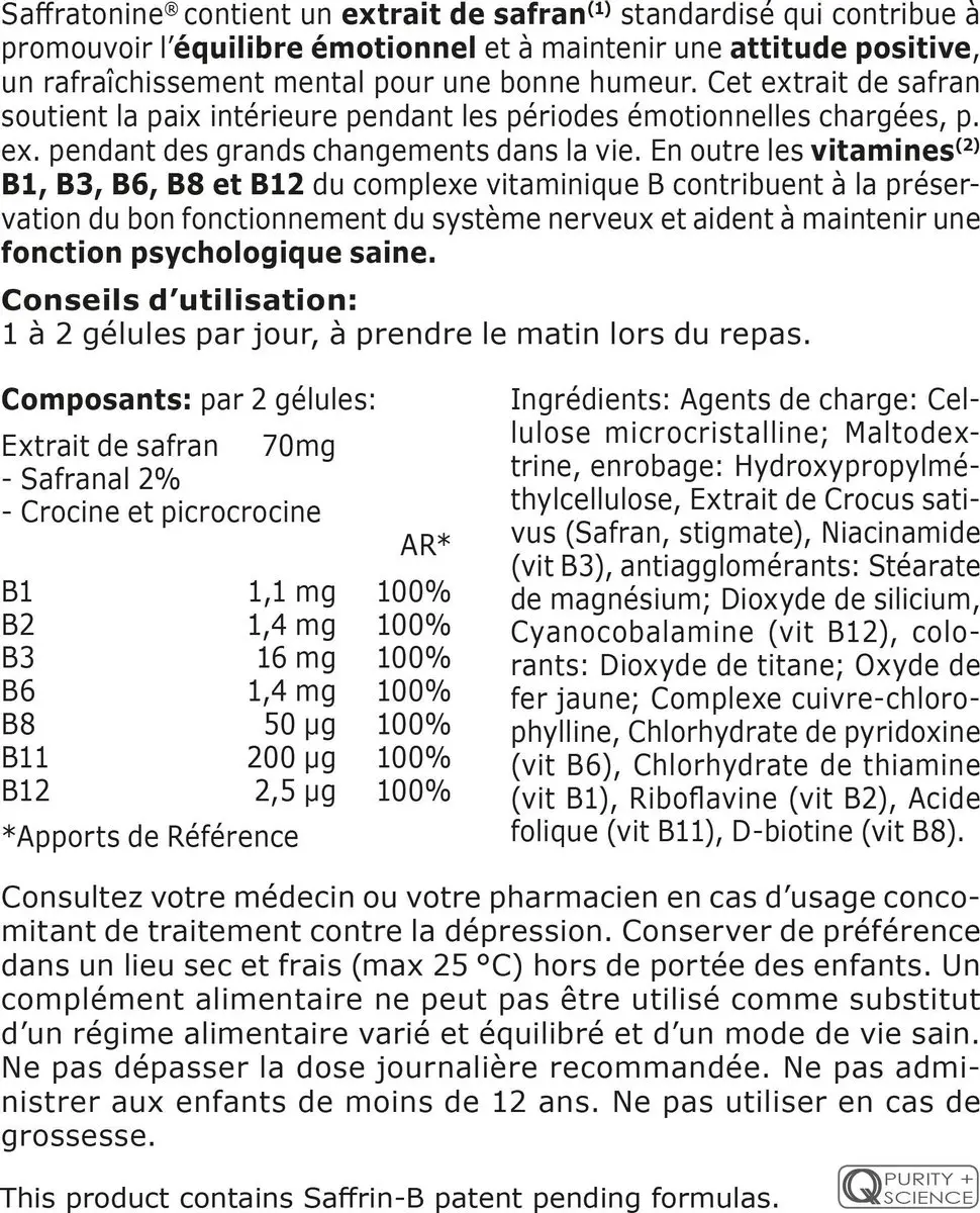 Fytostar Saffratonine Voedingssupplement 120 Capsules